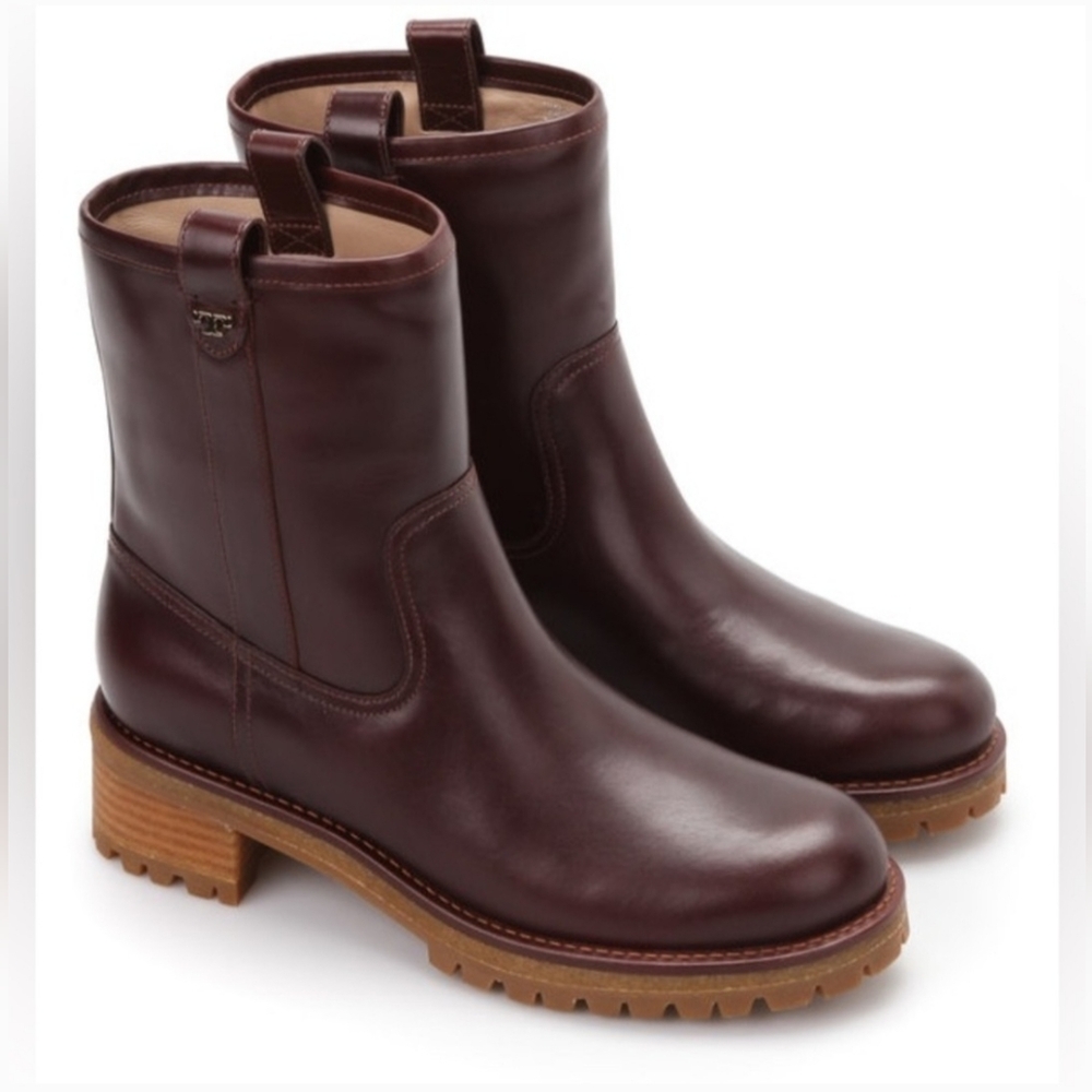 Tory Burch Round Toe Leather Ankle Boots Size 7